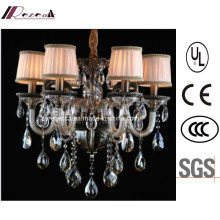 Hotel Decorative Zinc Alloy + Crystal Chandelier com tecido Shade